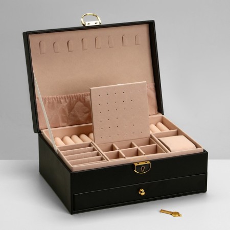 Station for jewelry "Casket" 2 tiers, 17 × 23 × 10 cm, black color-3