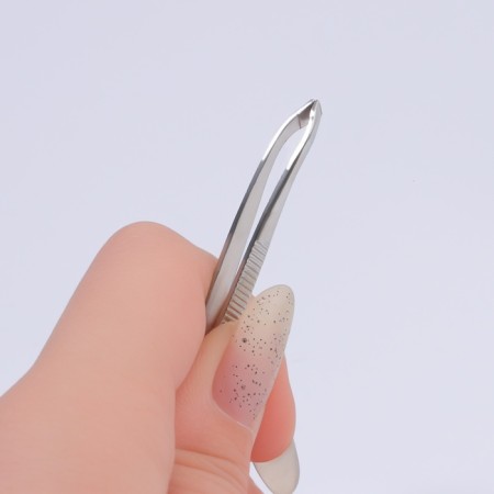 Pinzet begged, wide, 8.5 cm, silver color-1
