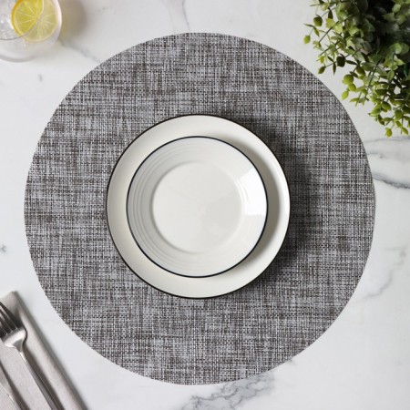 Serving napkin on the table “DI”, d = 38 cm, dark gray color-3