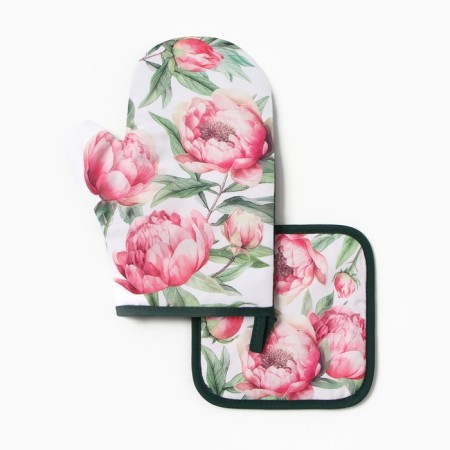 Kitchen "peonies" mittens-seizure 20x27cm, severity 17x17cm 100% p/e