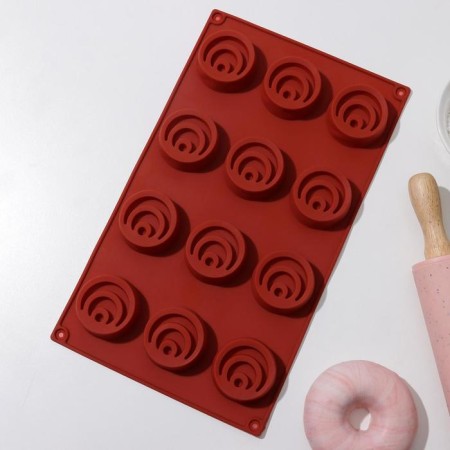 Baking uniform “Sunrise”, silicone, 12 cells, 29 × 17 × 2 cm, cell 4.7 cm, depth 1.7 cm-1
