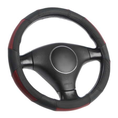 Cartage steering, genuine leather, size 38 cm, black and red