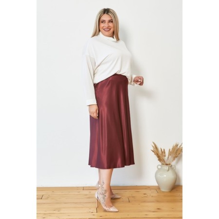 Female skirt, size 62, burgundy color-2