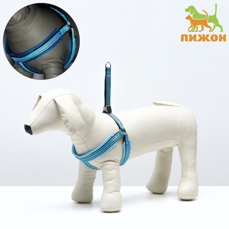 Super-furry harness with reflective firmware, size m, girth 32-63 cm, blue