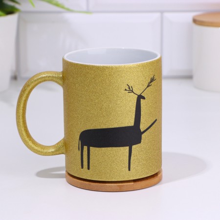 Sublimation mug "Dop and leave", gold glitter-1
