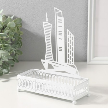 Standing interior metal "City" White 6.3x14.5x18.5 cm-2