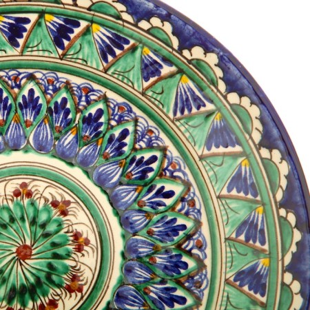 Plate of the Rishtan ceramics "Flowers", 22 cm, blue mix-8