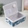 Casket for needlework "Black and white flowers on blue" 24x16x11 cm