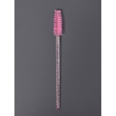 Brushes for eyebrows and eyelashes, set - 10 pcs, 9.5 cm, pink/transparent color-3