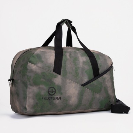 Road bag, textura, large size, green color/camouflage