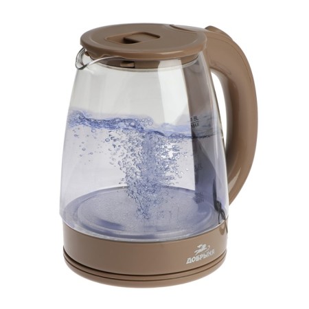Electric Dobrynya kettle DO-1254B, glass, 1.8 l, 1800 watts, beige