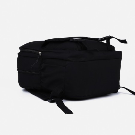 School backpack from textiles, 3 pockets, black color-2