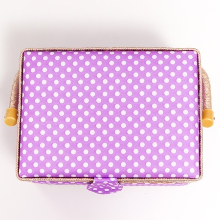 Casket for needlework "White peas on lilac" 13x17.5x24 cm-5
