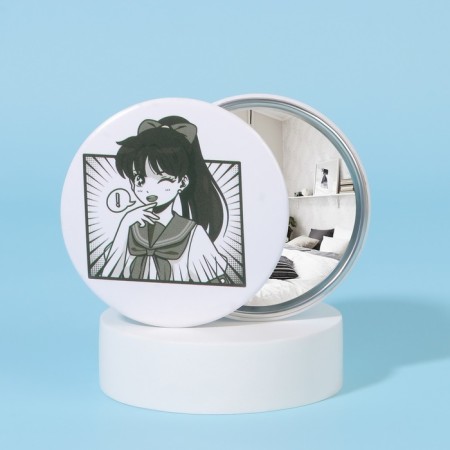 Pocket mirror “anime”, d = 7 cm, white color-1