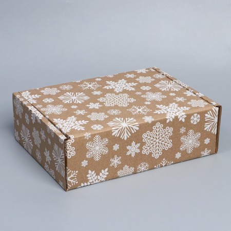 Box the national team "Snowflakes", brown, 27 x 21 x 9 cm, New Year-2