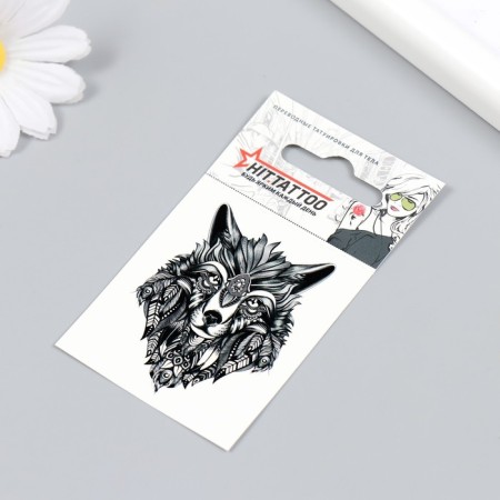 Tattoo on the body "Wolf head" 5.3x6.2 cm-1
