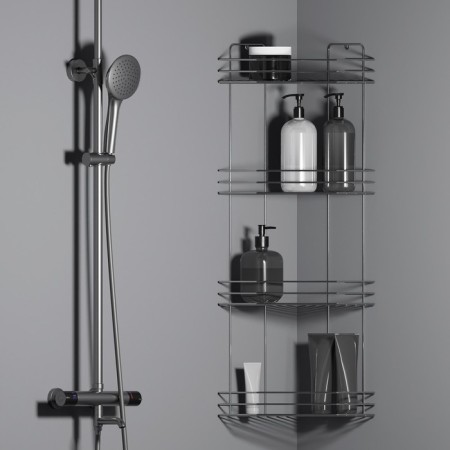 Bathroom shelf is an angular 4-tier, 20.5 × 20.5 × 72 cm, color chromium-4
