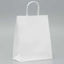 Craft package without printing, white, round handle 22 x 12 x 28 cm