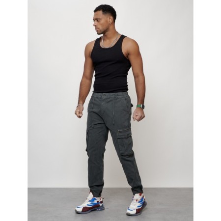 Cargo jeans men, size 48, dark gray color-8