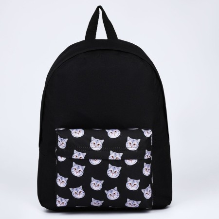School textile "cats", with a pocket, black color-1
