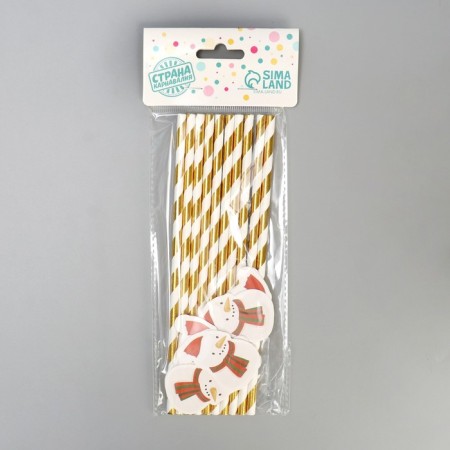 Pipe for cocktail "Snowman", set of 10 pcs.-3