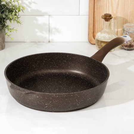 Pan, d = 28 cm, plastic handle, anti -stick coating, color coffee marble