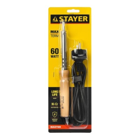 STAYER Master soldering iron, wooden handle, NI-CR sting, 60 watts, 220 B-2