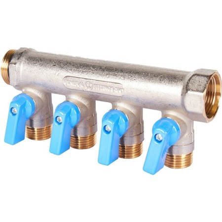 Collector Stout SMB 6211 341204, 1/2 ", 4 exits, with ball valves 3/4", blue pens