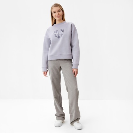 Female sweatshirt Minaku: Velvet Collection color light gray, size 44-1