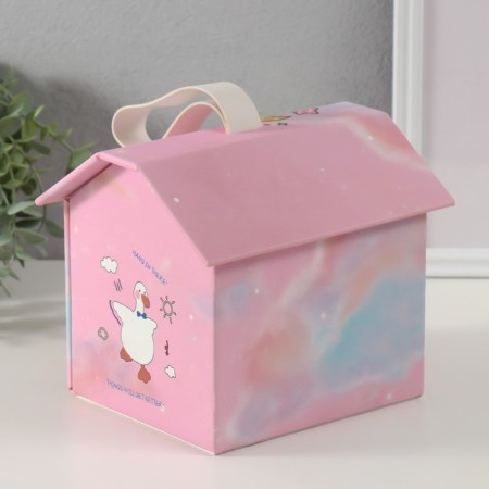 Casket to the leatherette for decorations house "Diplon" pink 16.5x19x16.5 cm-4