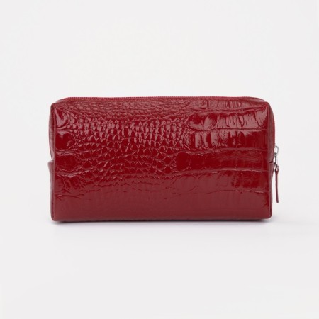 Cosmetic bag at the lightning textura, the color is red-1