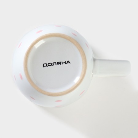 Mug ceramic shares "peas", 340 ml, pink color-3
