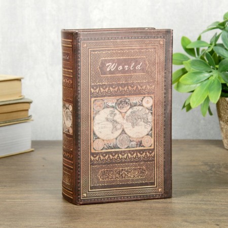 Safe-book wood to the leatherette "Cartography" 17x11x5 cm