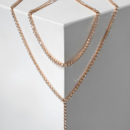 Choker "ice", white color in gold 2 rows, 44.5 cm-2