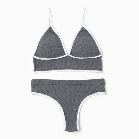 Female set (top, panties) dark gray color, size 46-48-12