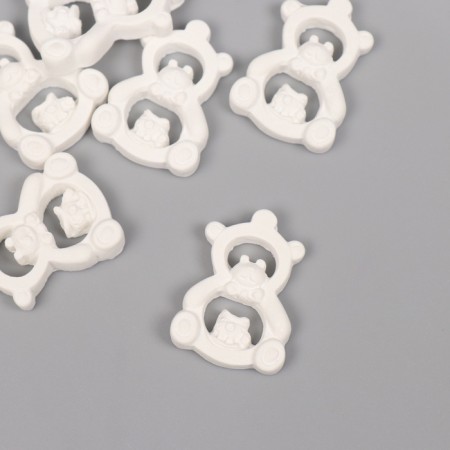 Decor for the creativity of Polystone "Bear-toy" White set 6 pcs 2.2x3 cm