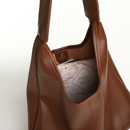 Women's bag on the magnet Textura, medium size, cosmetic bag, brown color-5