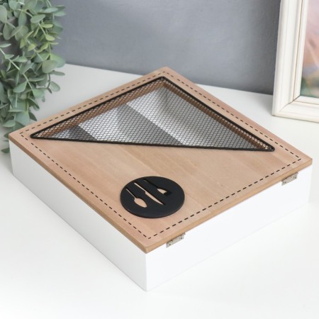 Casket Wood with divisions "Dining objects" 26x24x6.5 cm-3