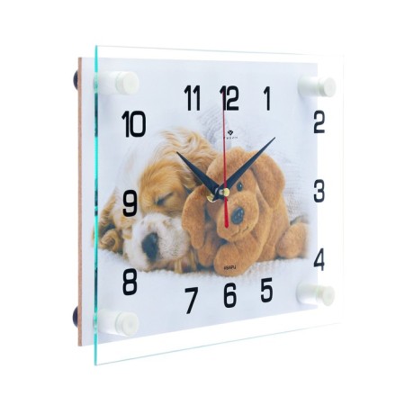 Watch wall, interior "puppy and bear", silent, 20 x 26 cm-1