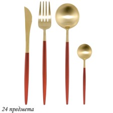 Set of cutlery Lenardi Vivid, 24 objects, red color