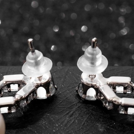 Earrings with pearls “Give tenderness” circle, white color in silver-1