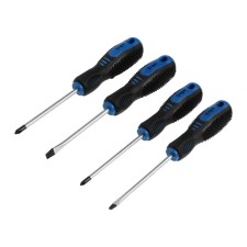 A set of screwdrivers of the tundra, CRV, chrome, magnet, 2k handles, PH1, PH2, SL5, SL6 x 100 mm, 4 pcs.