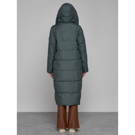 Coat insulated winter female, size 50, dark green color-3