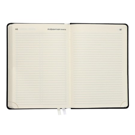 Leduced Diary A5, 160 sheets, Devente. Be happy!, Firm cover of artificial leather with foam rubber, cream block 70 g/m2, black-9