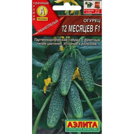 Cucumber seeds "12 months", F1, 10 pcs.