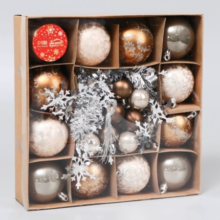 Set of balls plastic D-6 and 2.5 cm, 21 pcs “Vacations” Tender assorted, tinsel 1 m, mix-1