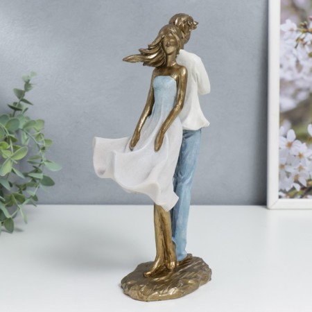 Souvenir Polystone "In love pair - back to the back" The white -blue gradient is 25.5x8.5x13.5 cm-1