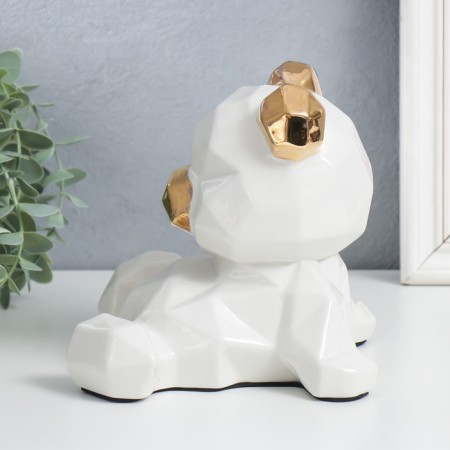 Souvenir Ceramics "White Bear, gold ears and nose" 17.5x15.5x16.5 cm-3