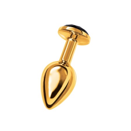 Anal plug Metal by Toyfa, golden, with a black crystal, 7.5 cm, d = 3 cm-2