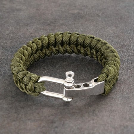 Bracelet-pair with a metal fastener 23cm, paracord 3 m, khaki-1
